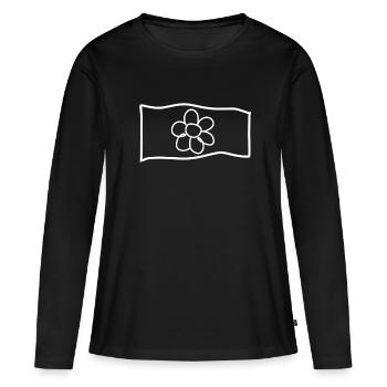 Fleur Drapeau Symbole Forme Nature - T-shirt manches longues Premium bio Femme - noir - Devant - Julia (174cm)