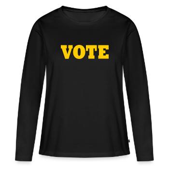 Vote - T-shirt manches longues Premium bio Femme - noir - Devant - Julia (174cm)