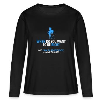 Déjà riche : ma famille - T-shirt manches longues Premium bio Femme - noir - Devant - Julia (174cm)