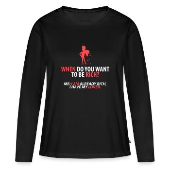 Déjà riche : mon amant - T-shirt manches longues Premium bio Femme - noir - Devant - Julia (174cm)