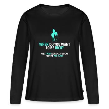 Déjà riche : ma voiture - T-shirt manches longues Premium bio Femme - noir - Devant - Julia (174cm)