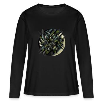 Tourbillon tactique abstrait - T-shirt manches longues Premium bio Femme - noir - Devant - Julia (174cm)