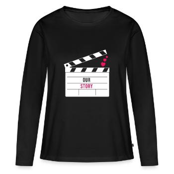 T-shirt de partenariat relation partenaire - T-shirt manches longues Premium bio Femme - noir - Devant - Julia (174cm)