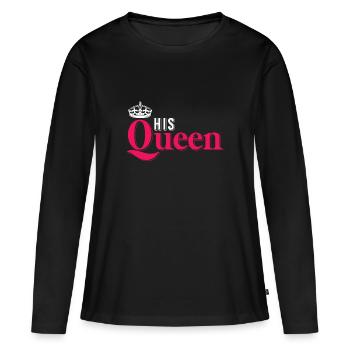 T-shirt de partenariat relation partenaire - T-shirt manches longues Premium bio Femme - noir - Devant - Julia (174cm)