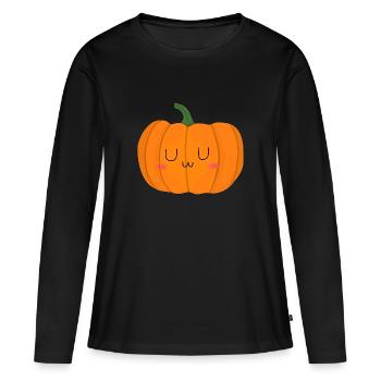 Kürbis Halloween - Frauen Premium Bio Langarmshirt - Schwarz - Vorne - Julia (174cm)