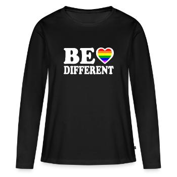 Be different - Frauen Premium Bio Langarmshirt - Schwarz - Vorne - Julia (174cm)