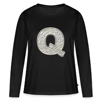Q, lettre, lettre Q, initiale, initiale Q, monogramme, - T-shirt manches longues Premium bio Femme - noir - Devant - Julia (174cm)