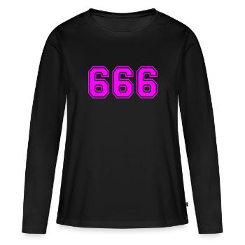 666 - T-shirt manches longues Premium bio Femme - noir - Devant - Julia (174cm)