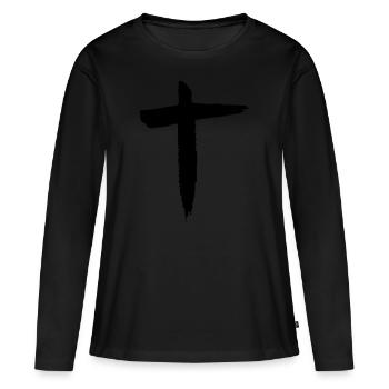 Cross - Women's Premium Organic Long Sleeve Shirt - black - Front - Julia (174cm)