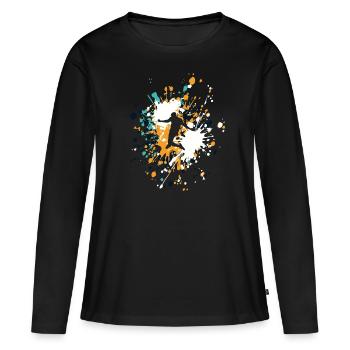 Soccer Striker Shoot Color Splash - T-shirt manches longues Premium bio Femme - noir - Devant - Julia (174cm)
