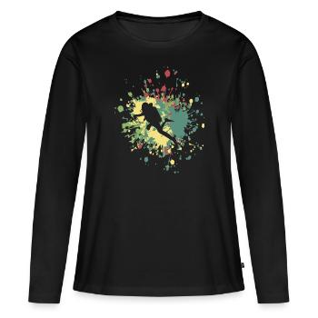 Éclaboussure de couleur De plongeur - T-shirt manches longues Premium bio Femme - noir - Devant - Julia (174cm)