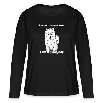Je ne suis pas un jouet en peluche. Je suis un Samoyède ! - T-shirt manches longues Premium bio Femme - noir - Devant - Julia (174cm)