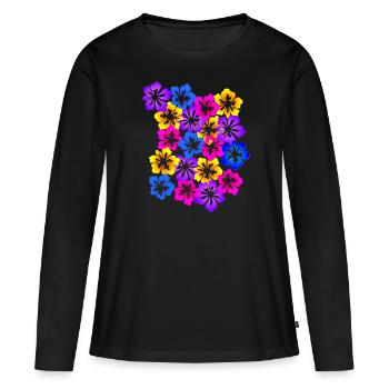 Flower carpet - Women's Premium Organic Long Sleeve Shirt - black - Front - Julia (174cm)