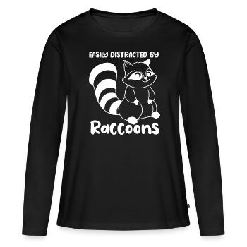 Un dicton ironique : distrait par les ratons - T-shirt manches longues Premium bio Femme - noir - Devant - Julia (174cm)