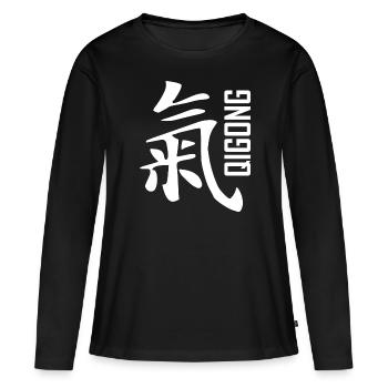 Qigong caractère chinois blanc - T-shirt manches longues Premium bio Femme - noir - Devant - Julia (174cm)