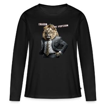 Löwe Fashion is my Profession Geschenk - Frauen Premium Bio Langarmshirt - Schwarz - Vorne - Julia (174cm)