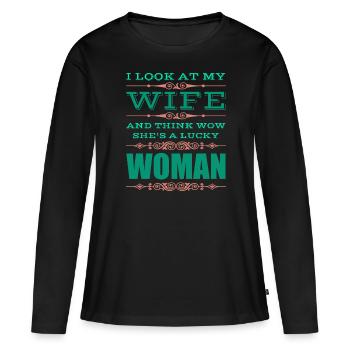 Macho Grand Homme, Femme Heureuse - T-shirt manches longues Premium bio Femme - noir - Devant - Julia (174cm)