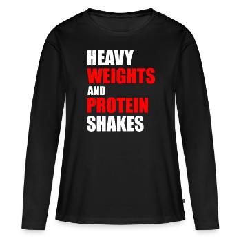 Poids lourds et shakes protéinés - T-shirt manches longues Premium bio Femme - noir - Devant - Julia (174cm)