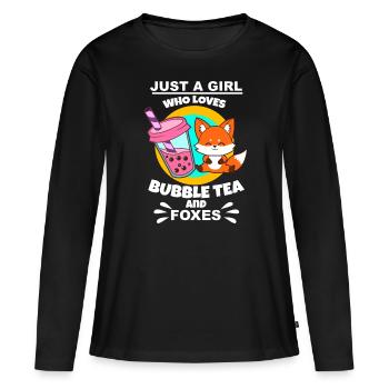 Bubble Tea Bubble Tea Cadeau Fille - T-shirt manches longues Premium bio Femme - noir - Devant - Julia (174cm)