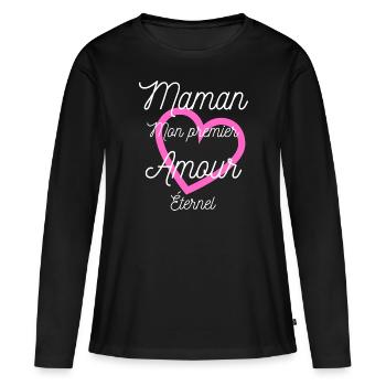 Maman mon premier Amour éternel - T-shirt manches longues Premium bio Femme - noir - Devant - Julia (174cm)