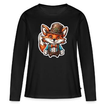 Lederhosen / Animal / Traditional costume / Tradition / Fox - Women's Premium Organic Long Sleeve Shirt - black - Front - Julia (174cm)