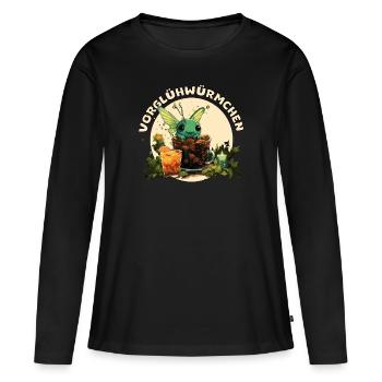 Devant les lucioles jeu de mots drôle - T-shirt manches longues Premium bio Femme - noir - Devant - Julia (174cm)