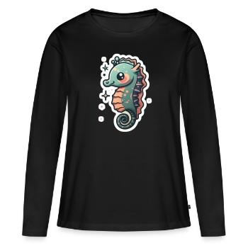 Seahorse Lover - Women's Premium Organic Long Sleeve Shirt - black - Front - Julia (174cm)