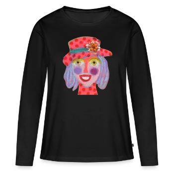 Mrs. Ida - Women's Premium Organic Long Sleeve Shirt - black - Front - Julia (174cm)