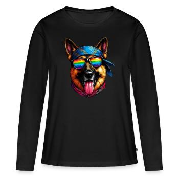 German Shepherd The Rap Artist - Women's Premium Organic Long Sleeve Shirt - black - Front - Julia (174cm)