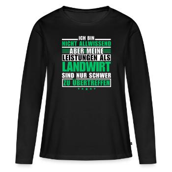 Des performances inégalées en tant qu’agriculteur - T-shirt manches longues Premium bio Femme - noir - Devant - Julia (174cm)