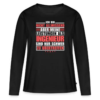 Des performances inégalées en tant qu’ingénieur - T-shirt manches longues Premium bio Femme - noir - Devant - Julia (174cm)