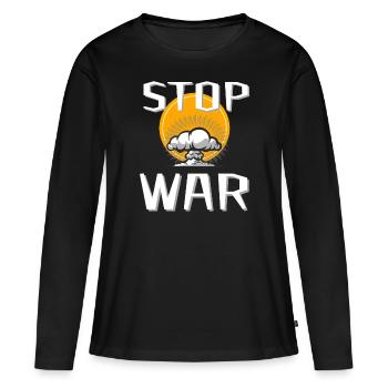 STOP WAR - T-shirt manches longues Premium bio Femme - noir - Devant - Julia (174cm)