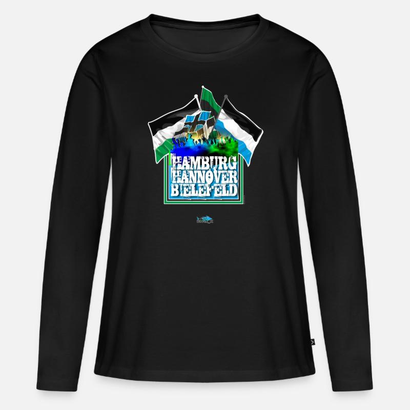 Hamburg - Hannover - Bielefeld - Frauen Premium Bio Langarmshirt - Schwarz