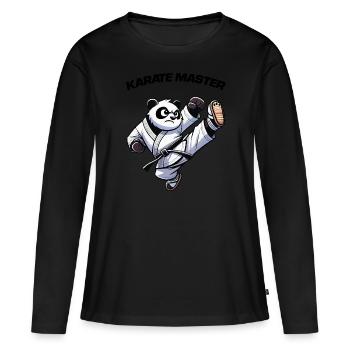 pandabär karate - Frauen Premium Bio Langarmshirt - Schwarz - Vorne - Julia (174cm)