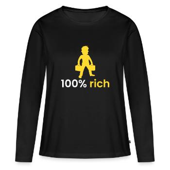 100% riche - T-shirt manches longues Premium bio Femme - noir - Devant - Julia (174cm)