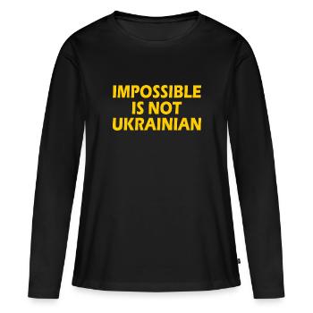 impossible is not ukrainian - ukraine - Frauen Premium Bio Langarmshirt - Schwarz - Vorne - Julia (174cm)
