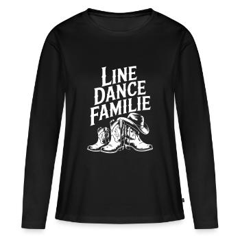 Linedance Familie Papa Mama Kinder - Frauen Premium Bio Langarmshirt - Schwarz - Vorne - Julia (174cm)