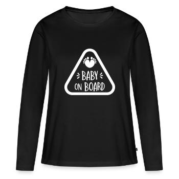 BABY ON BORD BOARD - T-shirt manches longues Premium bio Femme - noir - Devant - Julia (174cm)