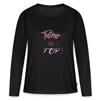 tuteur au top - T-shirt manches longues Premium bio Femme - noir - Devant - Julia (174cm)