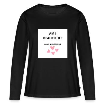 Suis-je belle ? - T-shirt manches longues Premium bio Femme - noir - Devant - Julia (174cm)