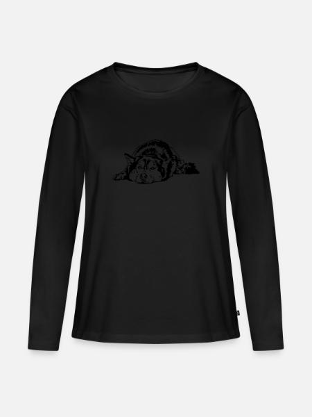 SIBERIAN HUSKY lustiger Hund Hunde Wilsigns - Frauen Premium Bio Langarmshirt - Schwarz