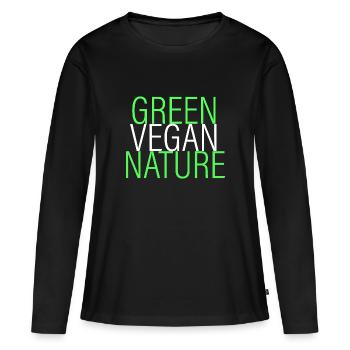 vert - végétalien - naturel - T-shirt manches longues Premium bio Femme - noir - Devant - Julia (174cm)