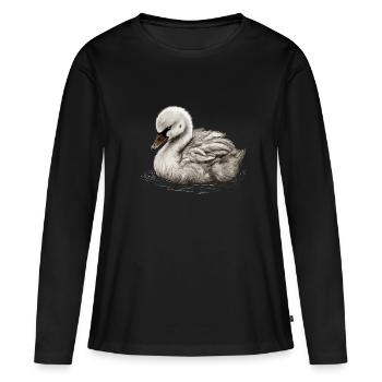 Bébé cygne Oiseau Poussin - T-shirt manches longues Premium bio Femme - noir - Devant - Julia (174cm)