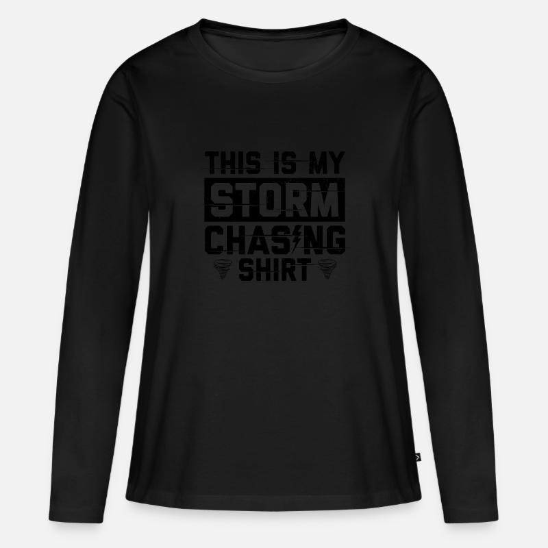 Sturmjäger Geschenke | Unwetter Sturm Jäger Blitz - Frauen Premium Bio Langarmshirt - Schwarz