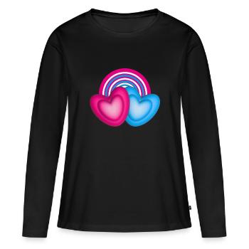 Zwei große Herzen mit Herz in Herz. - Frauen Premium Bio Langarmshirt - Schwarz - Vorne - Julia (174cm)