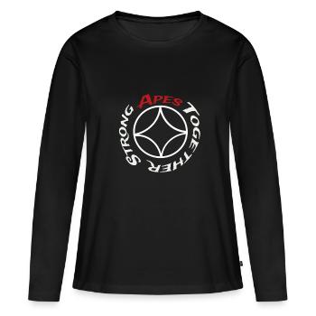 Singes ensemble fort // singes ensemble fort - T-shirt manches longues Premium bio Femme - noir - Devant - Julia (174cm)