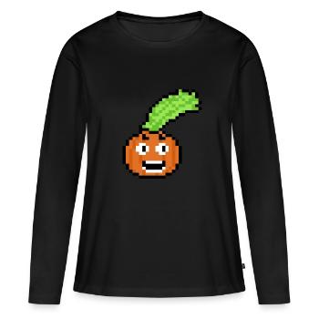 Légumes (pixelart) - T-shirt manches longues Premium bio Femme - noir - Devant - Julia (174cm)