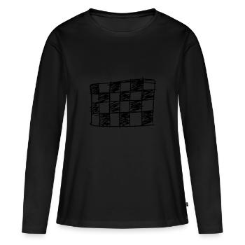 Schachbrett gezeichnet - Frauen Premium Bio Langarmshirt - Schwarz - Vorne - Julia (174cm)