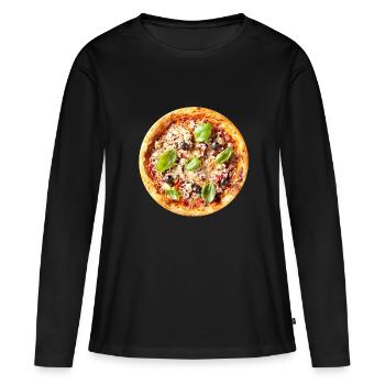 Basilic Pizza - T-shirt manches longues Premium bio Femme - noir - Devant - Julia (174cm)