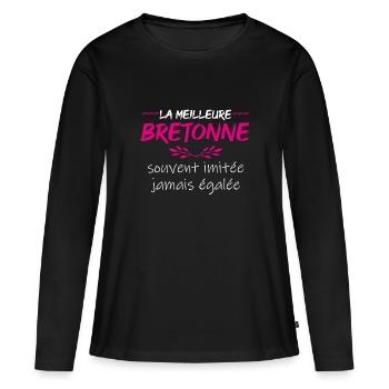 La meilleure Bretonne | cadeau pour Bretonne - T-shirt manches longues Premium bio Femme - noir - Devant - Julia (174cm)